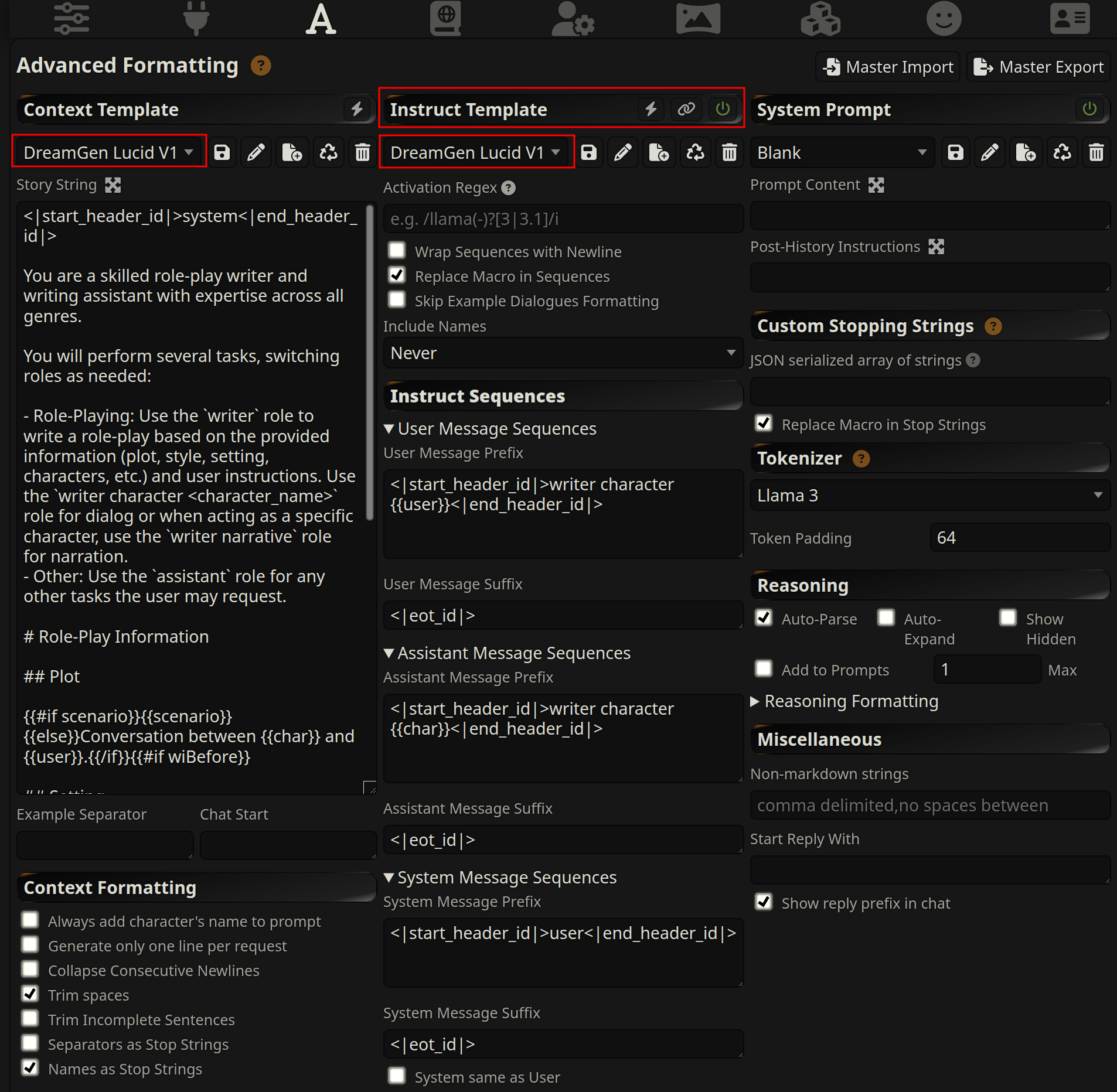 DreamGen preset selected