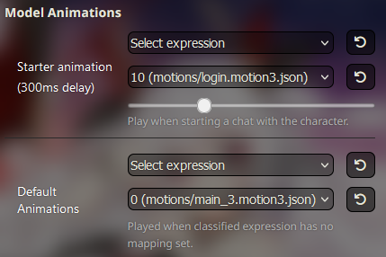 Interfaz de animaciones de modelo
